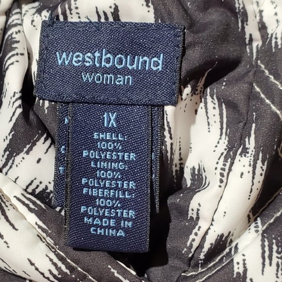 WESTBOUND WOMAN Reversible Black/White Quilted Vest Jacket, 1X - Picture 8 of 11